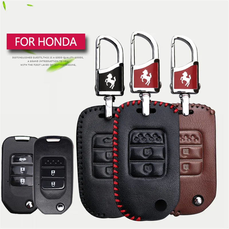 Чехол из натуральной кожи для автомобильного ключа чехол Honda Fit Hrv Accord 2003-2007 Freed