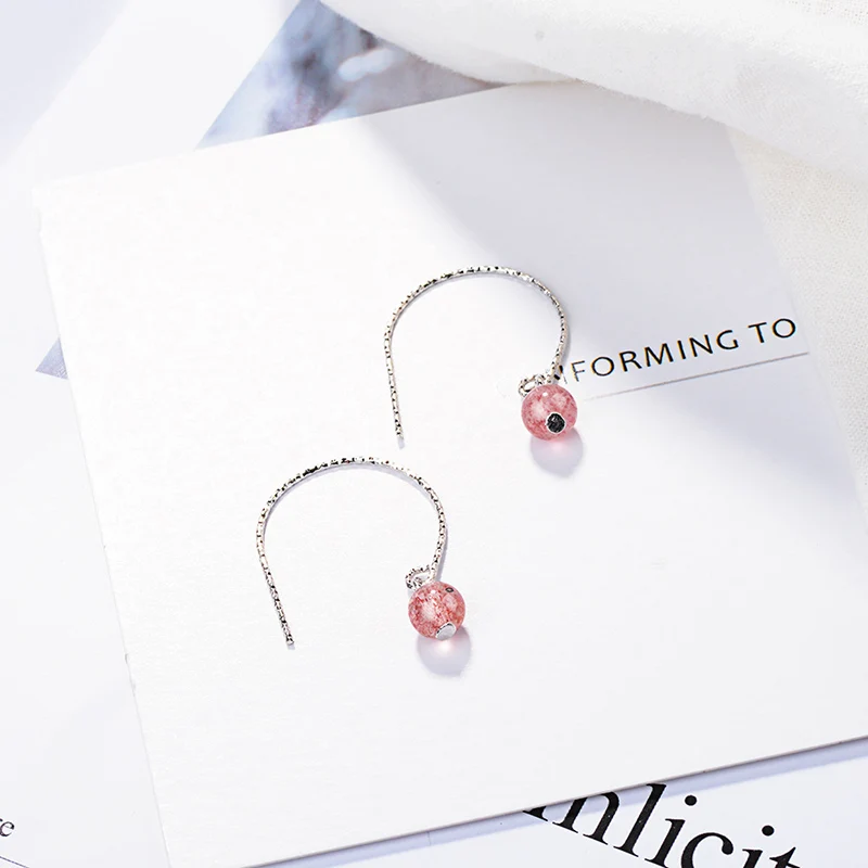 Клубника Кристаллические серьги простые кристаллические гипоаллергенные