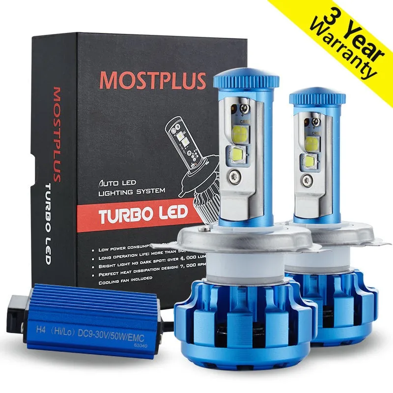 MOSTPLUS 12000LM комплект автомобильных светодиодных фар H4 H13 9007 9004 Hi/короче спереди и длиннее сзади)+ 10000LM H1 H3 H7 H11 9005 9006 880 w/XHP50 лампы 6000K