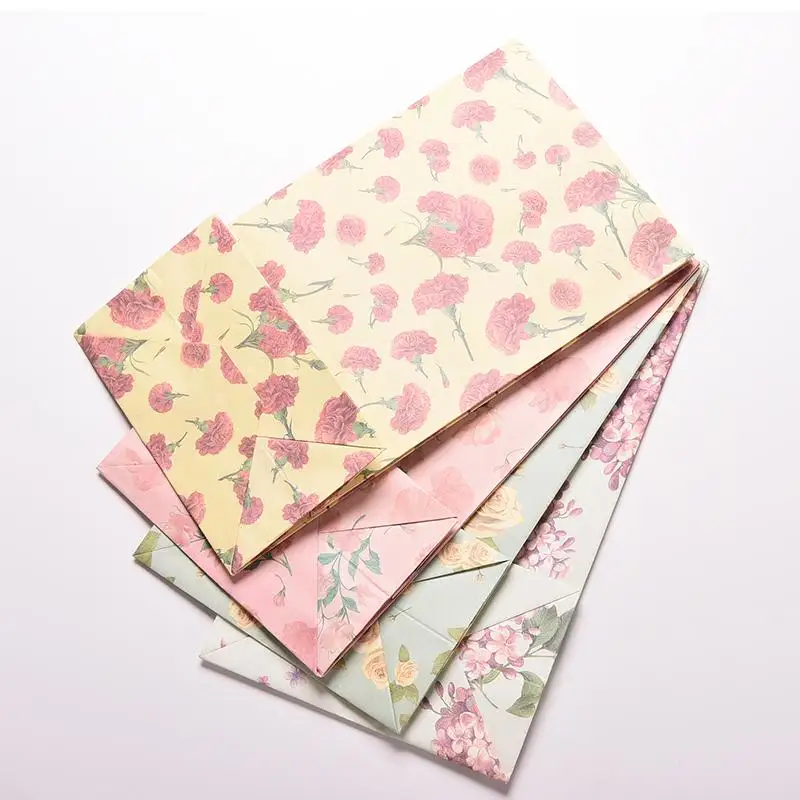 3 шт./лот маленькие подарочные пакеты из крафт-бумаги с цветочным принтом для