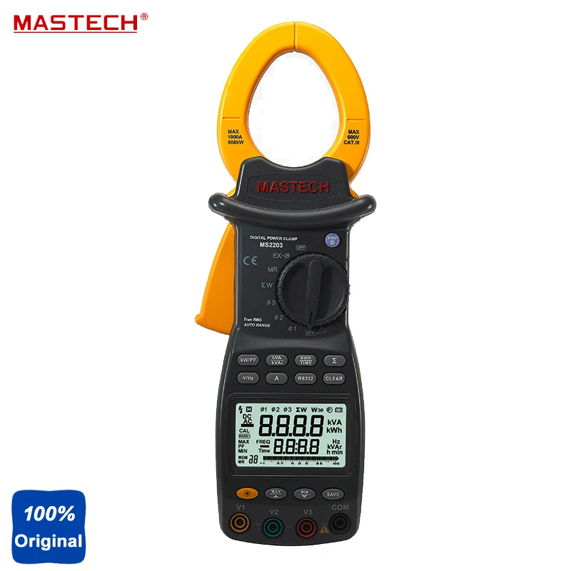 MASTECH MS2203 3 фазный цифровой Мощность коррекция коэффициента зажим для тестера RS232