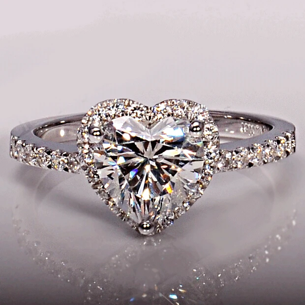 Фирменное ювелирное изделие огранка сердце 1ct Cz 5A Циркон камнями серебристого