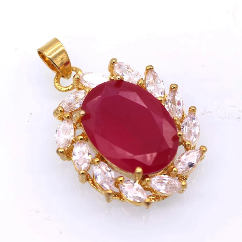 Женское Ожерелье с кулоном JINYAO золотистого цвета красным цирконием свадебное