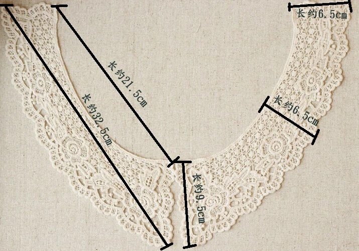 1 пара красивых кружевных воротников из 100% хлопка с бежевыми цветами аксессуары