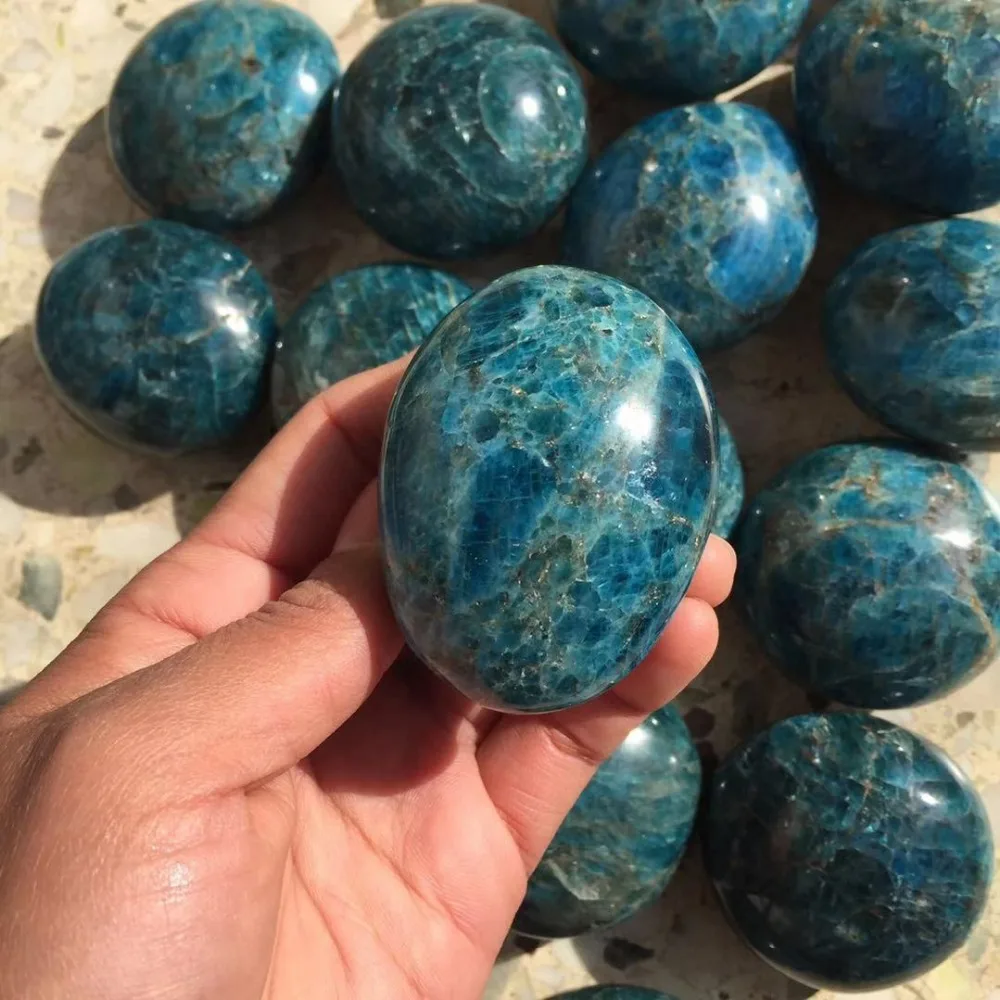 1PCS Natural Blue Apatite Crystal Gemstone Reiki Healing Chakra Freeform Polished Palm Stone Wholesale | Дом и сад