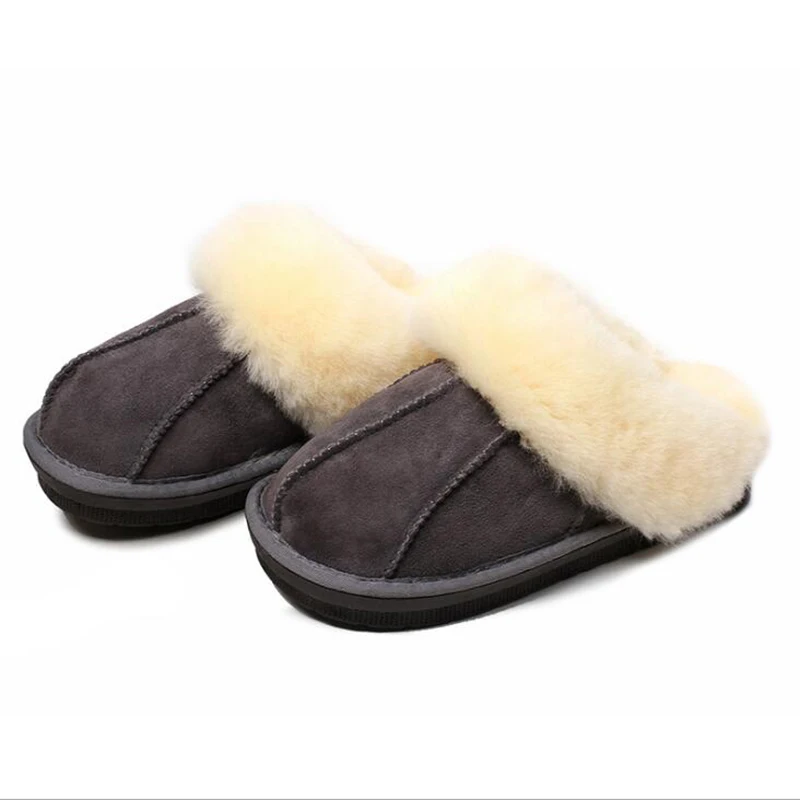 Высококачественные зимние теплые домашние тапочки мех одна пара натуральная