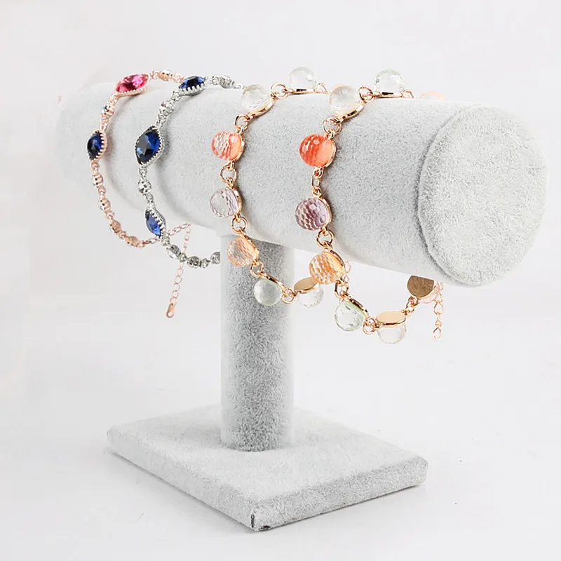 Серый бархатный твердый браслет Ювелирный стенд держатель упаковка 1 шт. высокое