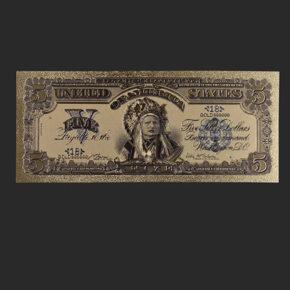 Поддельные монеты со всего мира золотые банкноты 1918 года США 5 долларов Золотая