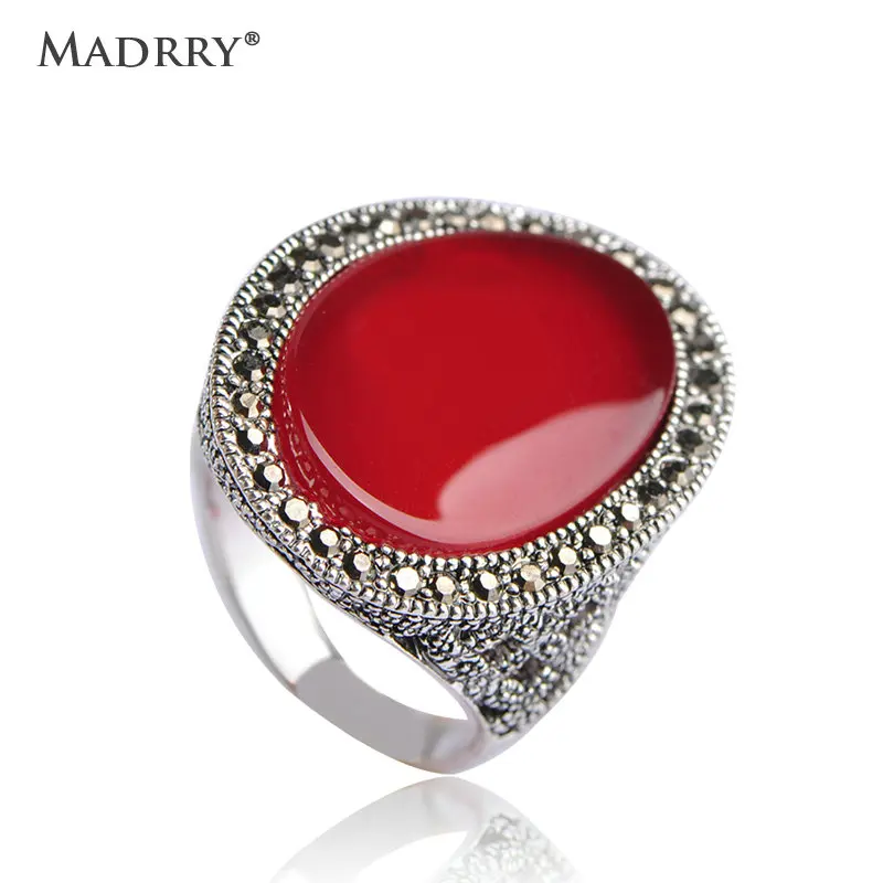 

Madrry Classic Round Shape Finger Rings Turkish Resin Crystal Big Ring Women Men Anniversary Gifts Special Design Bague Femme
