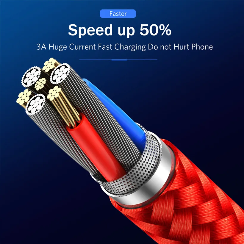 Магнитный кабель USLION Micro USB Тип C 1 м 3A Быстрая Зарядка телефона Microusb магнитное
