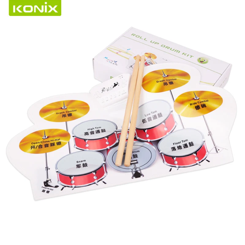 

Customized colorful Roll Up Drum Kit with Non-toxic and harmless environmental protection silicone Material