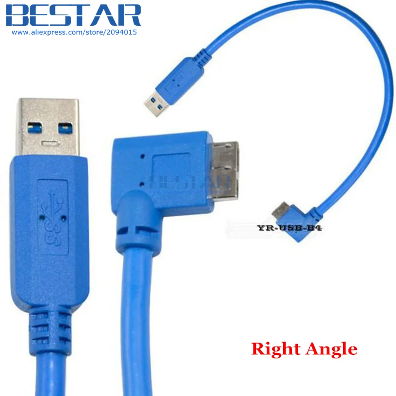 Micro B USB 3 0 male 10pin 90D 30 см 1 фута короткий кабель с прямым и левым углом к А для камеры