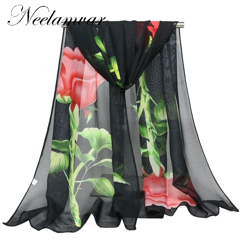 

cachecol new 2019 fashion style polyester chiffon silk scarves women headband sunscreen spring autumn accessories kerchief