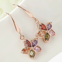 manxiuni new dangle earrings colorful cubic zirconia gold colored drop earring sets style jewelry women girls wedding party gift