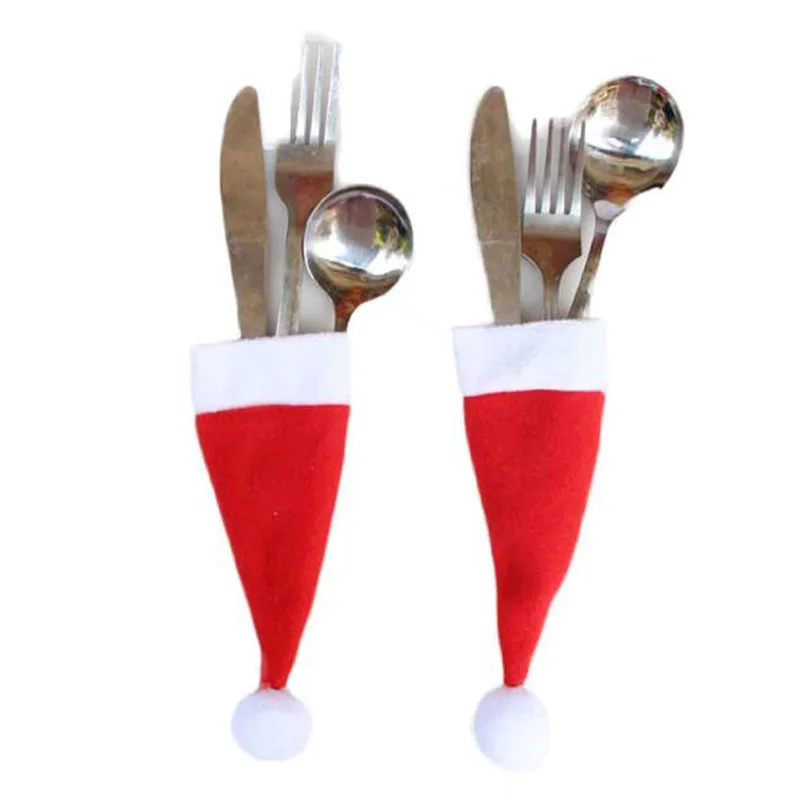 

10pcs/set New Year Merry Christmas Knife Fork Cutlery Set Christmas Decorations Knife Fork Pouch for Home Xmas Supplies