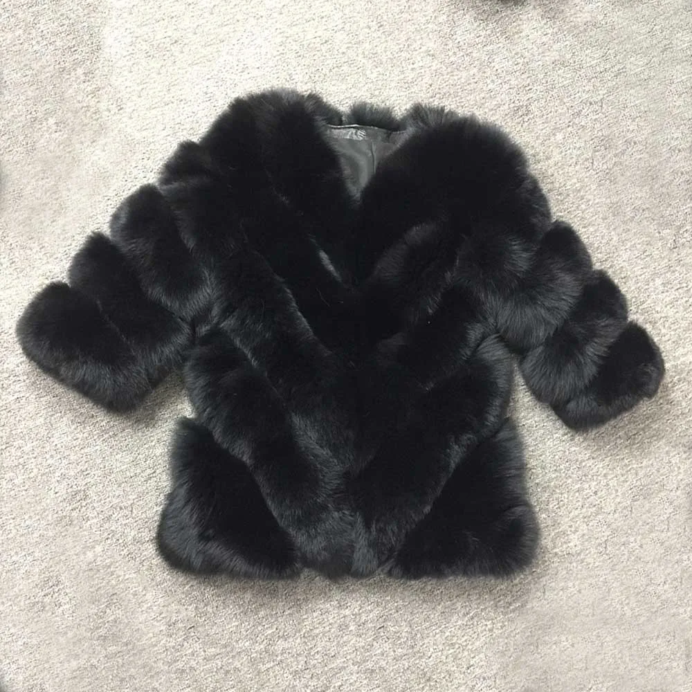 Black Jancoco Max Lady модное зимнее теплое длинное пальто из натурального Лисьего меха, женская верхняя одежда из натурального меха, Новое поступление S7152 - Цвет: Black