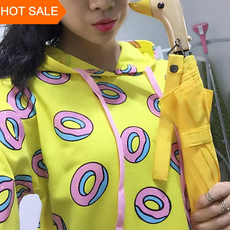 Harajuku пончик толстовки с капюшоном рисунком для женщин 2021 Новая мода длинными