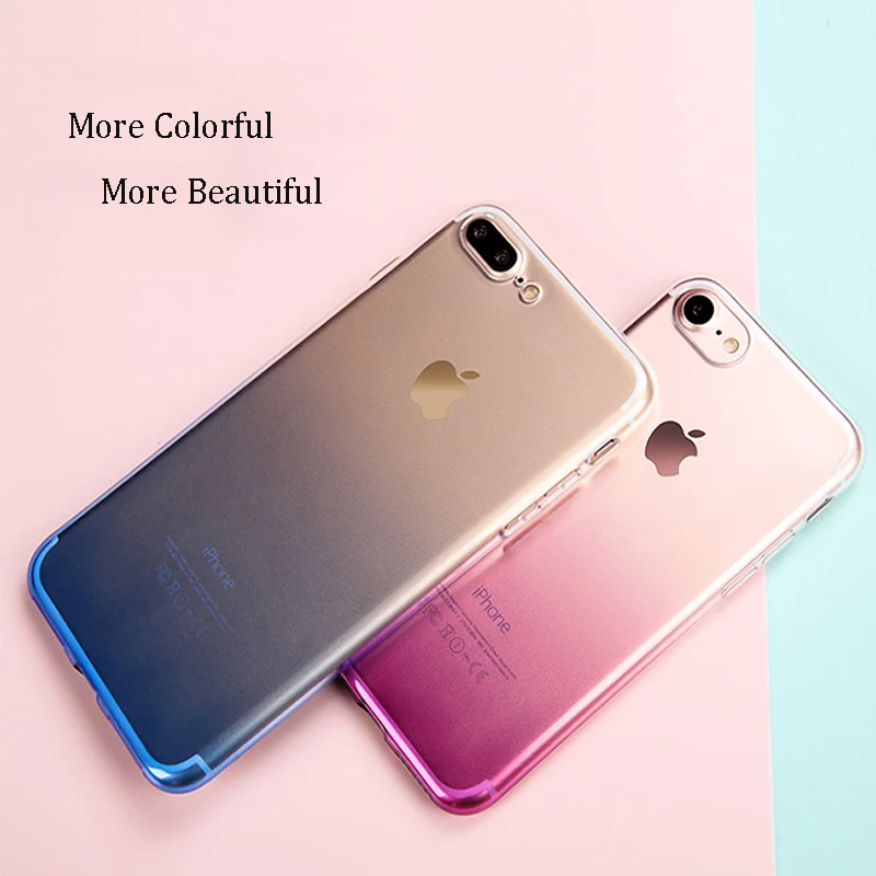 Чехол для Телефона iPhone X Xr Xs Max Ультратонкий Прозрачный чехол с градиентом 8 7 6 6s Plus