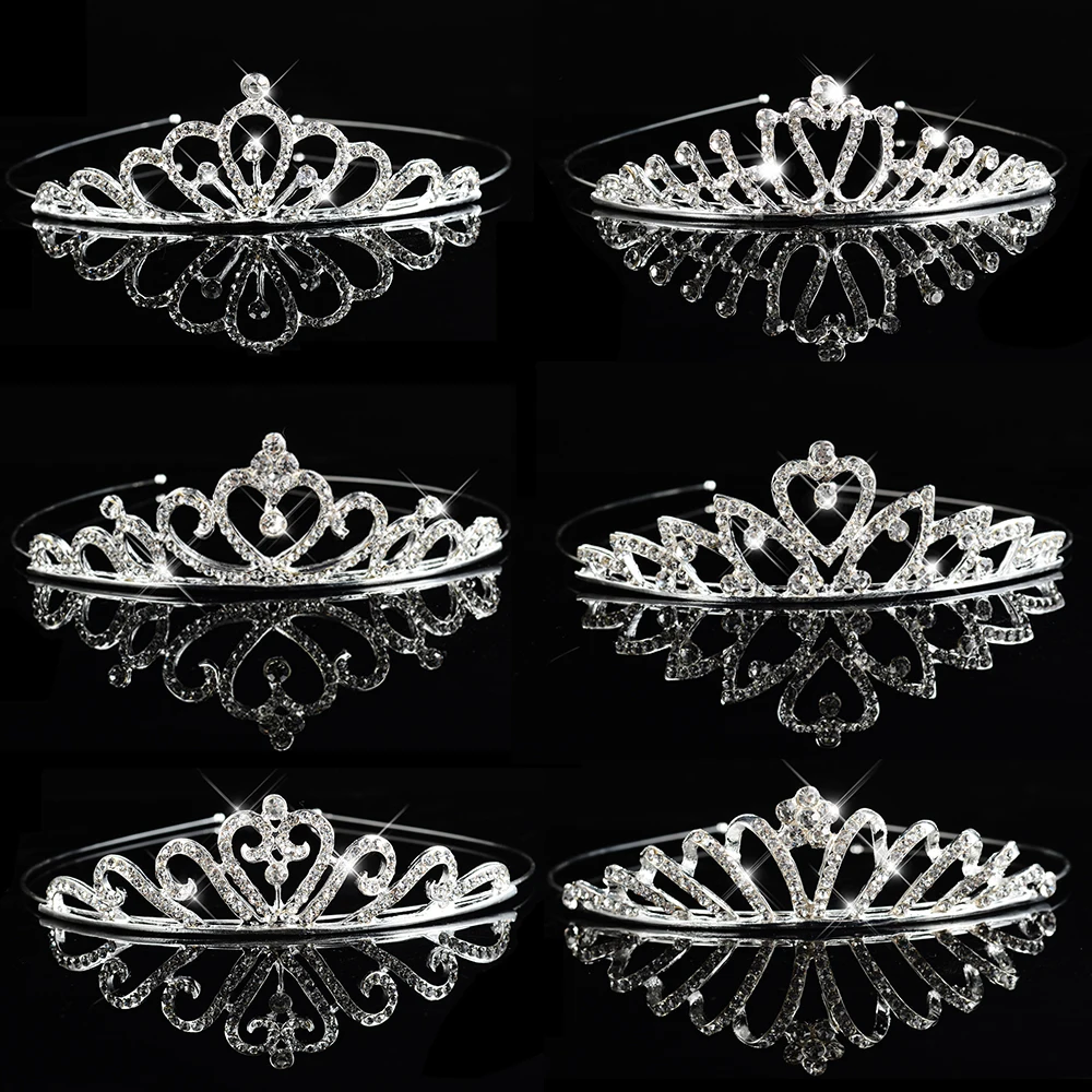 Тиары для принцесс Свадебная Корона Стразы серебряного цвета повязка на голову