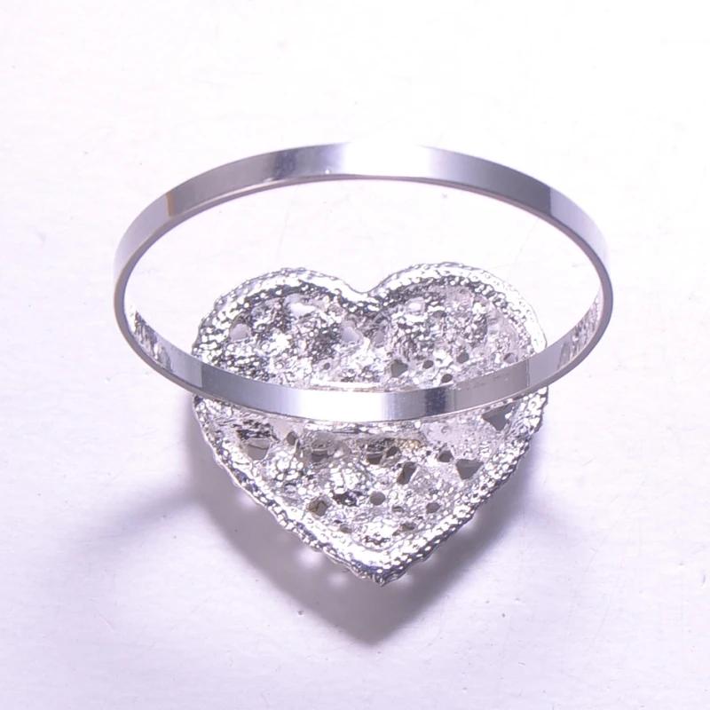 (L0419-ring) 30mmX30mm 50pcs/lot Fashion flower rhinestone napkin rings for wedding table decoration silver plating | Дом и сад