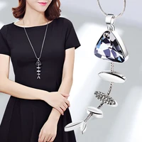 2018trendy crystal long sweater chain fashion fish bone necklace pendants statement collier femme bijoux new fashion jewelry
