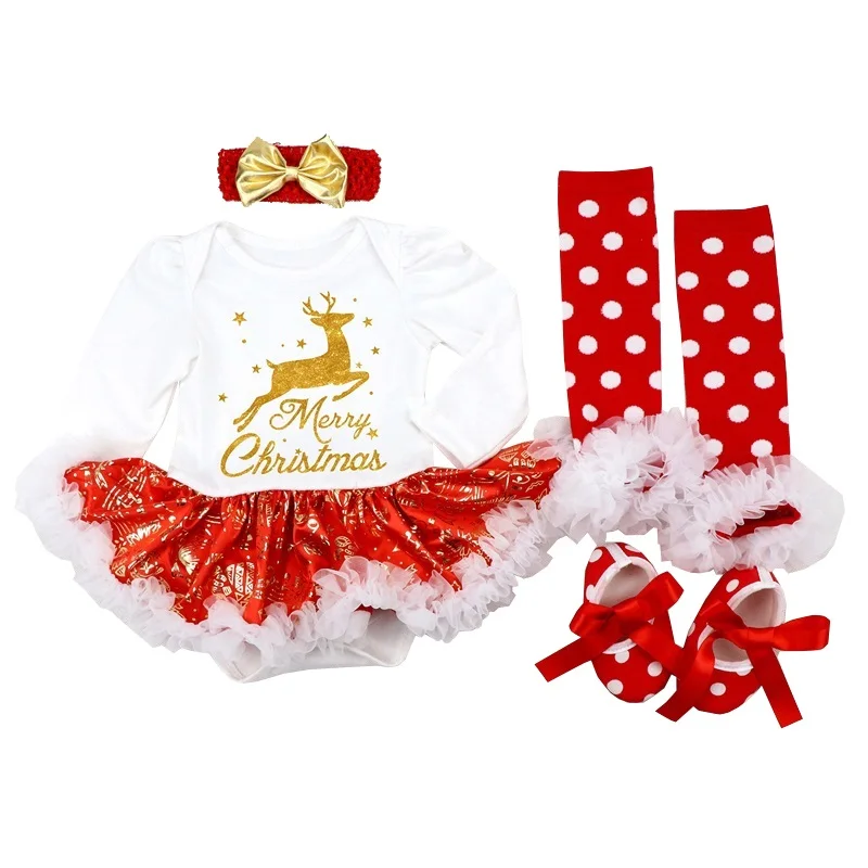 Красные рождественские наряды My first Christmas для маленьких девочек шикарное
