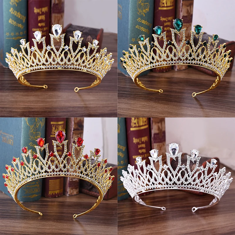 

Fashion Baroque Luxury Crystal Bridal Crown Tiaras Light Gold Diadem Tiaras For Women Bride Wedding Hair Accessories 5 Colors