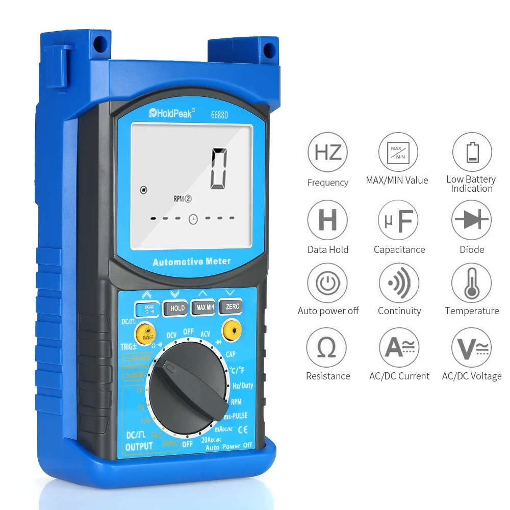 KKMOON HP-6688D Цифровой Автомобильный анализатор двигателя мультиметр 1000 в 20A