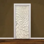 3D стереоскопические тисненые бежевые листья, наклейка на дверь, декоративная настенная роспись, креативные самоклеящиеся обои сделай сам для двери гостиной