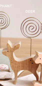 Deer Держатель для карт 1 шт. деревянная подставка Ram Elephant Horse Deer книжные концы Настольный фото Памятка Note клип офисные Канцелярские Принадлежности Декор держатель для карт - Color: Deer