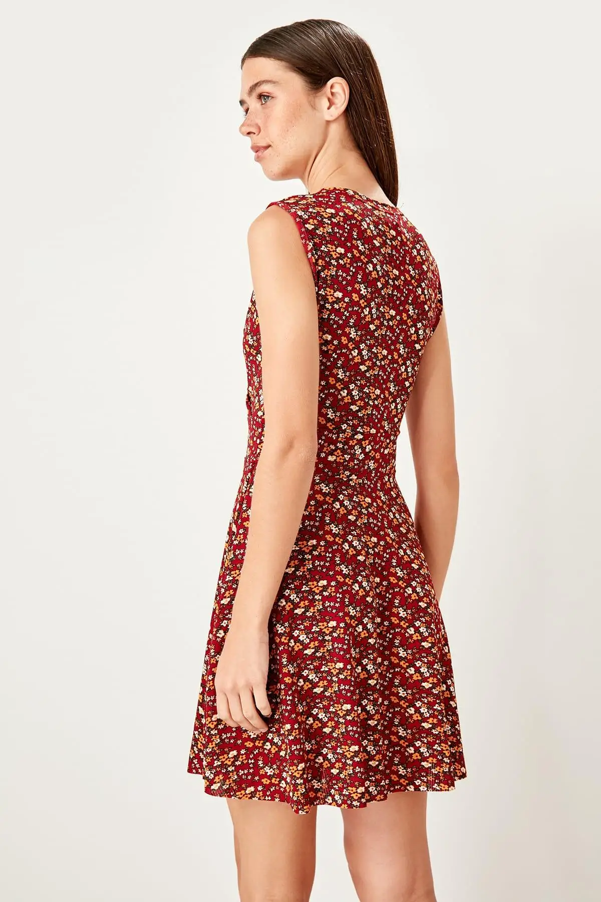 Trendyol бордовое мини трикотажное платье Desneli TWOSS19EL0344|Женские платья| |