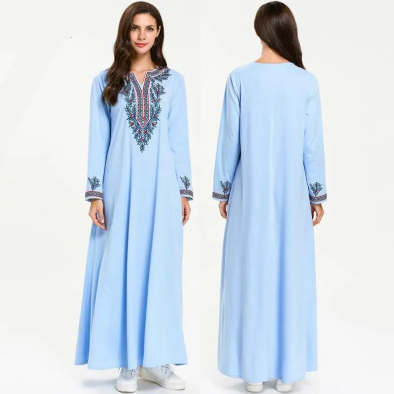 Bohemian Mexican Abaya Women Elegant Dress Casual Long Sleeves Tassel Embroidery Muslim Maxi | Тематическая одежда и
