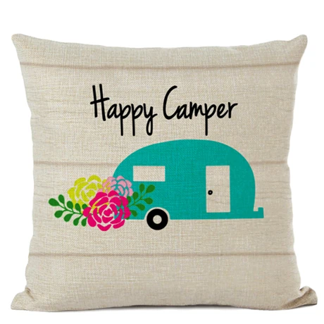 07 Happy Camper наволочка для подушки, декоративные подушки для дома, сада, наволочка, льняные подарки, Cojines Decorativos Para Sof - Цвет: 07