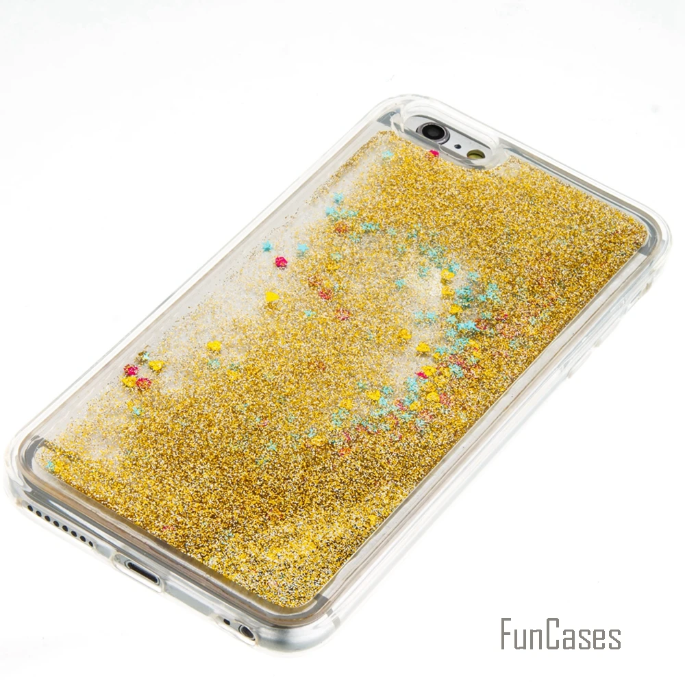 Coque Bling Love Heart Stars Мягкий ТПУ чехол для телефона iPhone 6 Plus Funda Quicksand сотовый Чехол 6S AJAX |