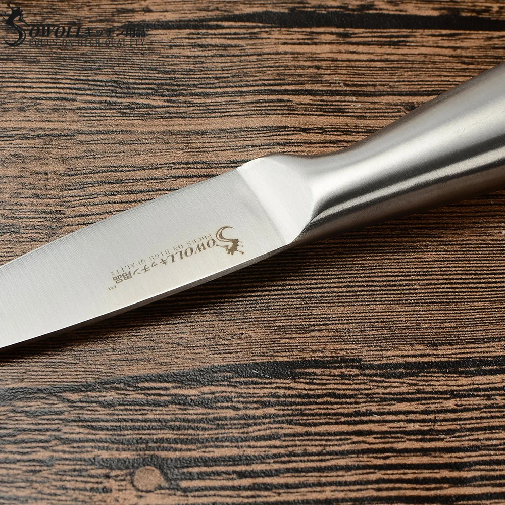 SOWOLL кухонный нож фруктовый Santoku шеф повара острый из нержавеющей стали с полой