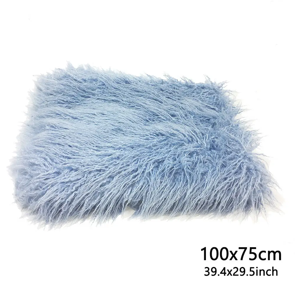 Sky blue 100-75 D& J/реквизит из искусственного меха для новорожденных; Корзина с наполнителем; реквизит для фотосессии; фон для фотосъемки; одеяло для младенцев - Цвет: Sky blue 100-75