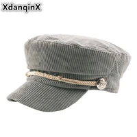 xdanqinx winter womens newsboy caps rope headdress decoration army vintage female hat new elegant retro brand cap for women
