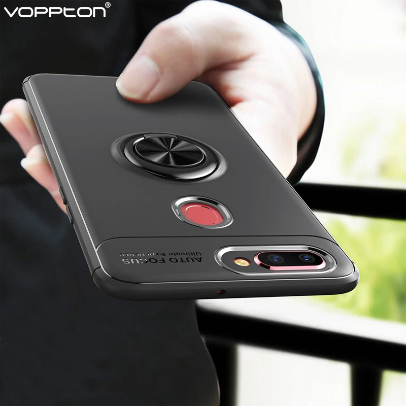 Voppton для OPPO A7 AX7 чехол Автомобильный держатель Стенд Магнитный кронштейн палец кольцо мягкое силиконовое покрытие чехол для OPPO A5S AX5S противоударный