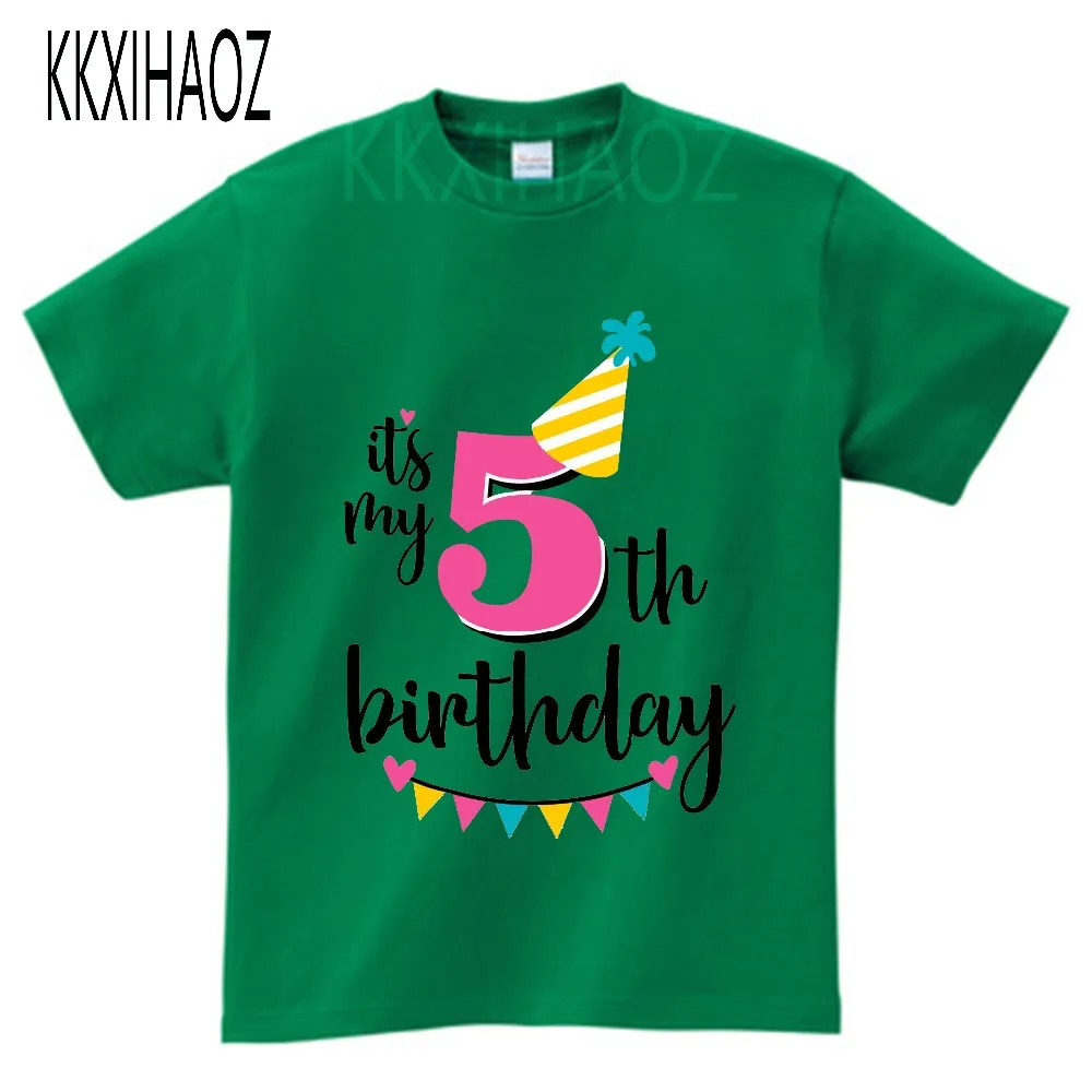 Футболка с надписью «Happy Birthday Number» для девочек 4-6 лет, милая летняя одежда для малышей, Детская футболка с цифрами «забавный подарок на день рождения» для мальчиков, NN