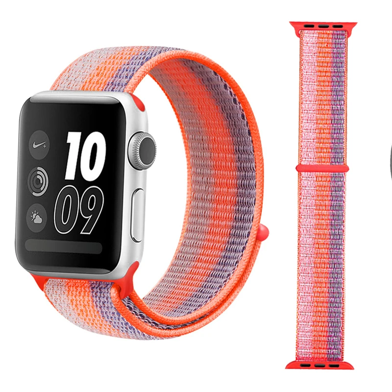 Нейлоновый спортивный мягкий ремешок для Apple Watch 4 3 2 1 42 мм серии 4/2/1 iWatch 38/40 42/44