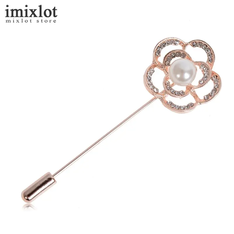 Imixlot имитация жемчуг Хрустальный цветок Брошь Pins Rhinestone Броши Для женщин мужской