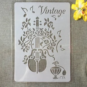 Трафареты для рисования винтажных музыкальных скрипок формата А4, штампованная для скрапбукинга, тиснильный альбом, 1 шт.