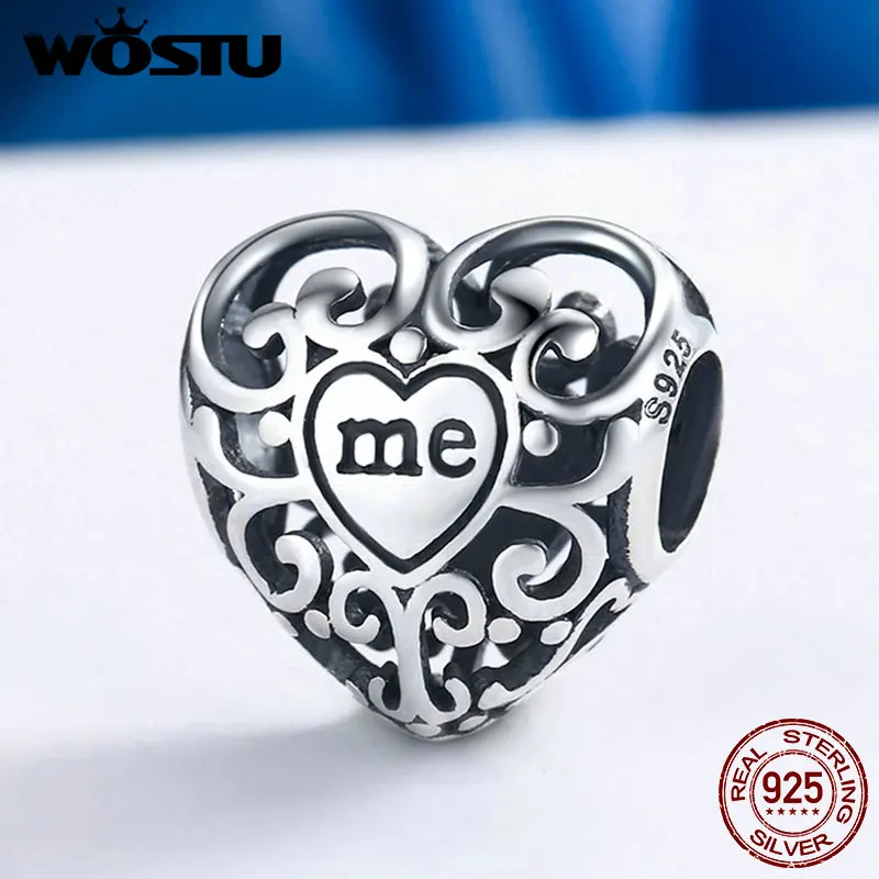 WOSTU 100% 925 пробы серебро You & Me Love Together бусины подходят к оригинальному браслету с