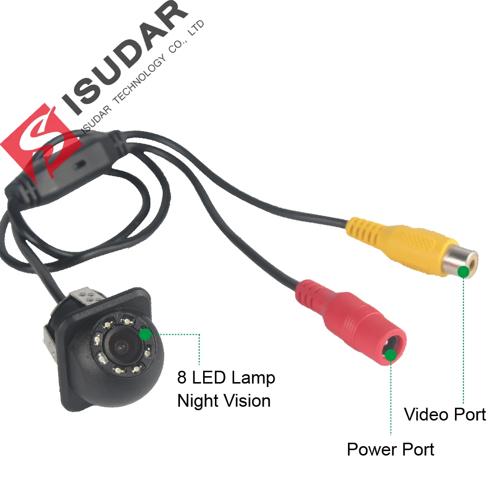 Isudar камера заднего вида 8 LED HD с ночным видением 170 градусов Водонепроницаемая