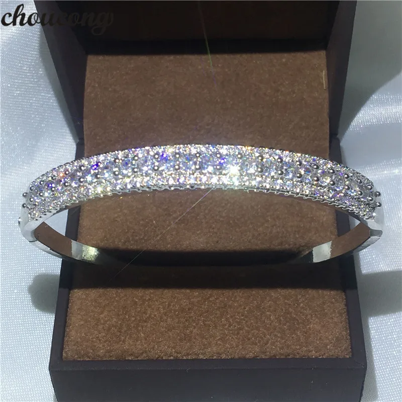 

choucong New Fashion bracelet Pave setting 5A cubic zirconia White Gold Filled Anniversary bangle for women wedding accessaries