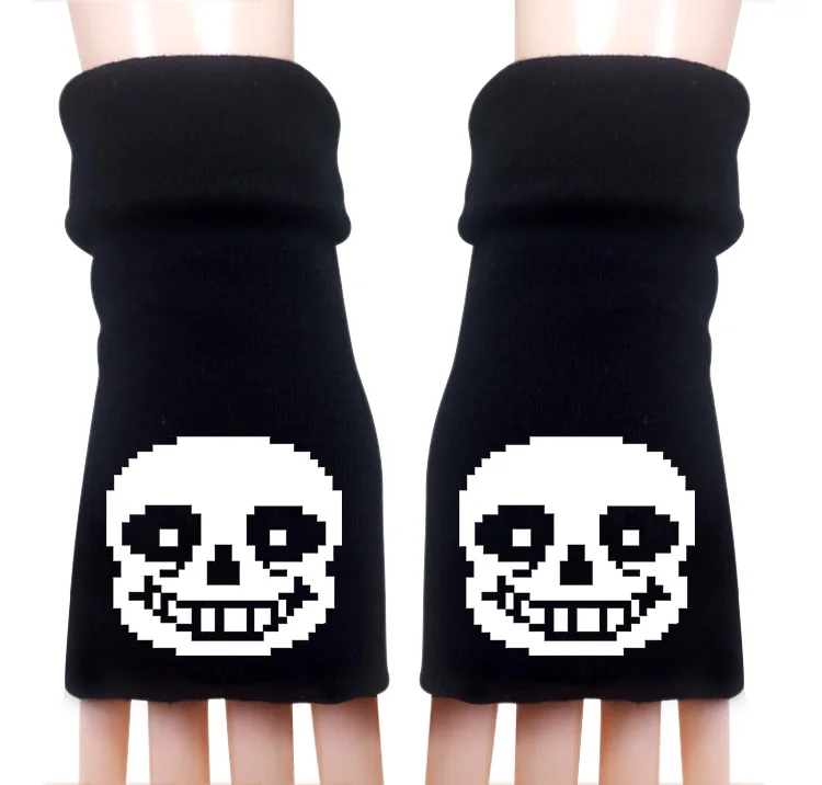Мульти Стиль для мужчин и женщин аниме мультфильм Undertale Скелет Sans зимние теплые перчатки половина пальцев Косплей Аксессуары - Цвет: Style 1