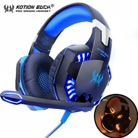 KOTION EACH Gaming Headphones Headset Deep Bass Stereo wired gamer Earphone Microphone with backlit for PS4 phone Laptop
