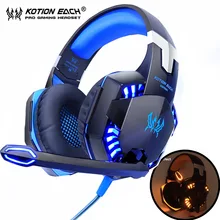 KOTION EACH Gaming Headphones Headset Deep Bass Stereo wired gamer Earphone Microphone with backlit for PS4 phone PC Laptop