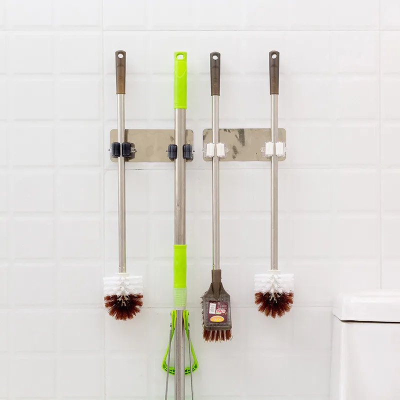 

2019 Kitchen Accessories Wall Housekeeper Wall Mounted Mop Organizer Holder PP Brush Broom Hanger Storage Rack Kitchen Tool.Q