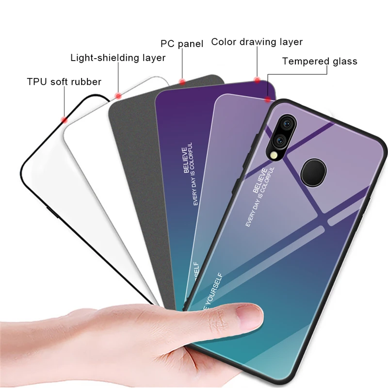 Чехол для Samsung Galaxy A40 A50 градиентный чехол из закаленного стекла A70 A 70 50 S10e